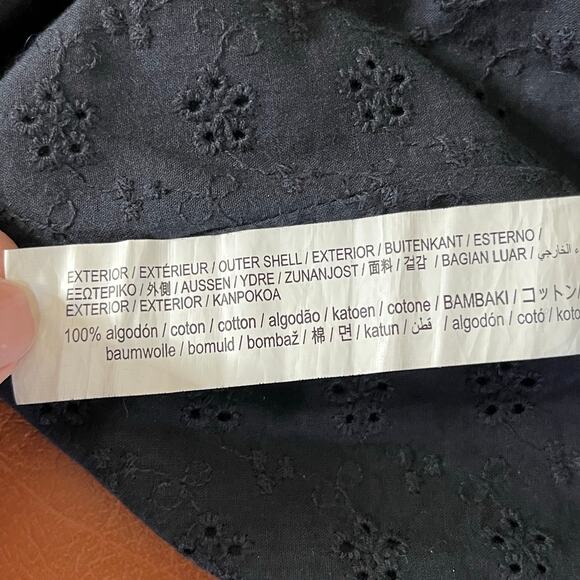 ASOS Stradivarius Square Neck Button Front Black Puff Sleeve Shirt NWT Medium - Picture 12 of 14